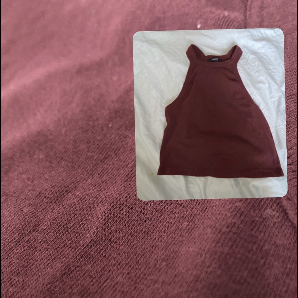 Large Maroon High Neck Forever 21 Crop Tank